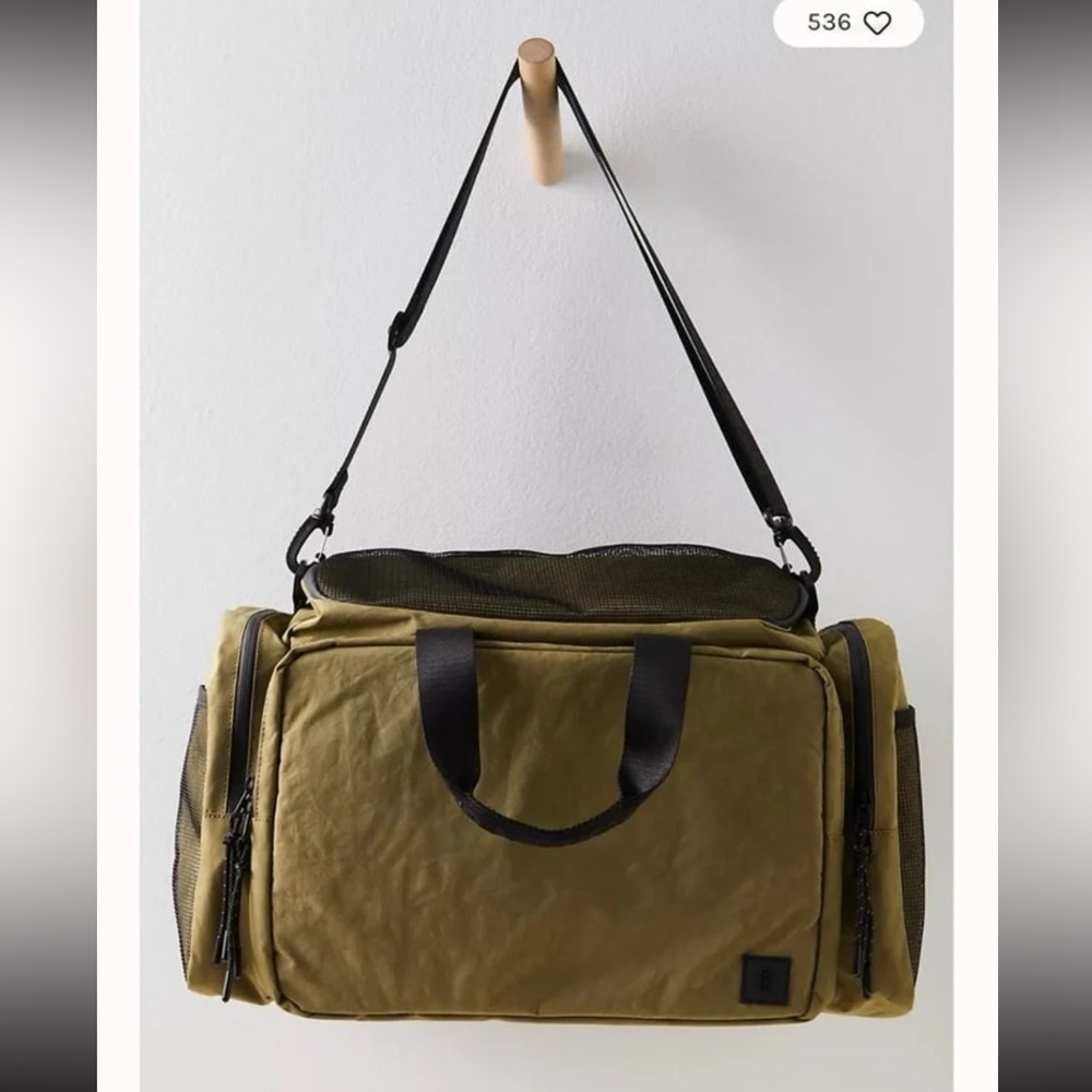 NWT Free People Rover Recycled Weekender Travel Duffle Bag in Olive